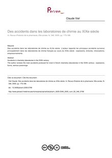 Des accidents dans les laboratoires de chimie au XIXe siècle - article ; n°346 ; vol.93, pg 175-186