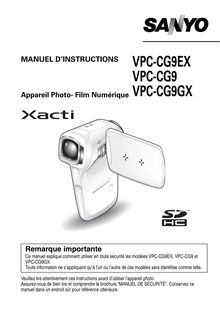 Notice Caméra vidéo numérique Sanyo  VPC-CG9