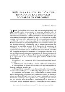 Guía para la evaluación del estado de las ciencias sociales en Colombia (Guide to evaluate social sciences condition in colombia)