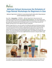 Abhinam School Announces the Schedule of Yoga Retreat Workshops for Beginners in Goa