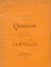 Partition de piano, Piano quatuor, Quatuor, pour piano, violon, alto et violoncelle, Op.66