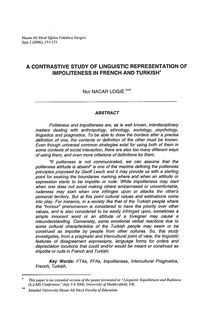 A CONTRASTIVE STUDY OF LINGUISTIC REPRESENTATION OF IMPOLITENESS IN FRENCH AND TURKISH