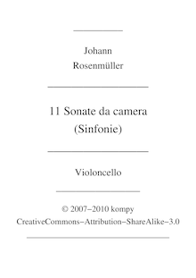 Partition Violoncellos, Sonate e Sinfonie da camera, Rosenmüller, Johann