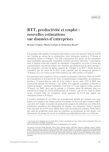 RTT, productivité et emploi : nouvelles estimations sur données d entreprises - article ; n°1 ; vol.376, pg 55-89