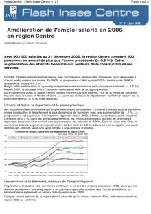 Amélioration de l emploi salarié en 2006 en région Centre