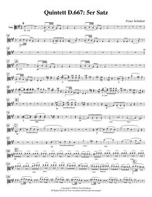 Partition viole de gambe, quintette pour Piano et violon, viole de gambe, violoncelle et contrebasse