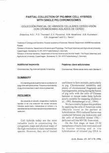 PARTIAL COLLECTION OF PIG-MINK CELL HYBRIDS WITH SINGLE PIG CHROMOSOMES (COLECCIÓN PARCIAL DE HÍBRIDOS CELULARES CERDO-VISÓN CON CROMOSOMAS AISLADOS DE CERDO)