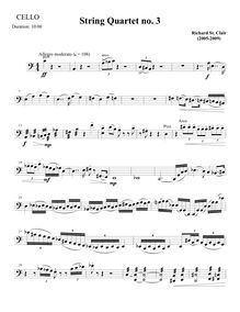 Partition violoncelle, corde quatuor No.3, St. Clair, Richard