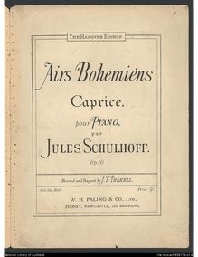 Partition complète, Airs Bohemièns, Caprice, Schulhoff, Julius