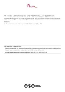 U. Maas, Verwaltungsakt und Rechtssatz, Zur Systematik rechtswidriger Verwaltungsakte im deutschen und franzosischen Recht - note biblio ; n°2 ; vol.24, pg 499-499