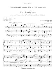 Partition , Marche religieuse sur un motif du chœur  Lift Up Your Heads  du Messie de Händel, Pièces dans différents styles, Opp.15-20, 24-25, 33, 40, 44-45, 69-72, 74-75