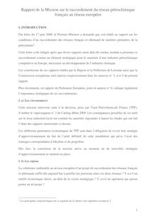 Rapport de la Mission sur le raccordement du réseau pétrochimique français au réseau européen