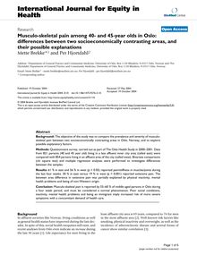 Musculo-skeletal pain among 40- and 45-year olds in Oslo: differences between two socioeconomically contrasting areas, and their possible explanations