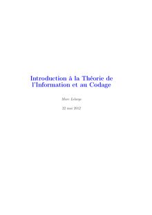 Introduction la Théorie de l Information et au Codage