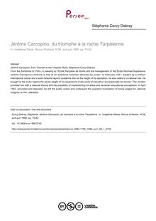 Jérôme Carcopino, du triomphe à la roche Tarpéienne - article ; n°1 ; vol.58, pg 70-82
