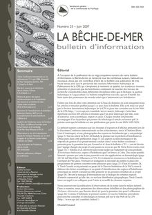 La Bêche-de-mer, bulletin d'information de la CPS n°25 - Juin 2007