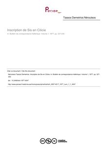 Inscription de Sis en Cilicie - article ; n°1 ; vol.1, pg 327-330