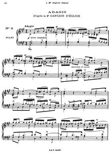 Partition 2 Adagio de la 3e Cantate, Oeuvres de J. S. Bach - 12 transcriptions pour le piano
