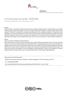 La France dans le monde. 1979-2000 - article ; n°2 ; vol.65, pg 307-317