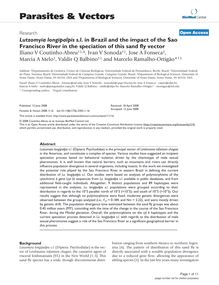 Lutzomyia longipalpis s.l. in Brazil and the impact of the Sao Francisco River in the speciation of this sand fly vector