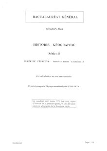 Sujet du bac S 2009: Histoire Géographie