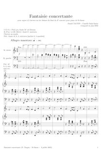 Partition mouvement 4 (Fantaisie Concertante), orgue Concerto, Concerto pour orgue (à 3 claviers on themes from piano concerto no 4 by Camille Saint-Saëns)