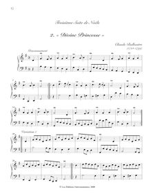 Partition , « Divine Princesse », Recueil de Noëls, Recueil de Noëls formant quatre Suites avec des Variations pour le Clavecin ou le Fortepiano