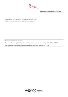 Inégalité et dépendance statistique - article ; n°2 ; vol.25, pg 255-263