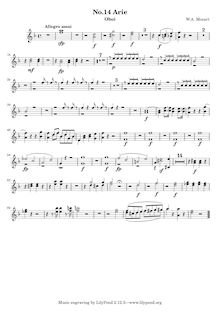 Partition hautbois 1/2, Die Zauberflöte, The Magic Flute, Mozart, Wolfgang Amadeus