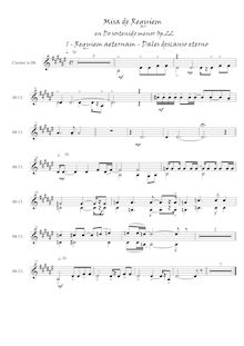 Partition clarinettes 1,2 (en B♭), Misa de Requiem en do sostenido menor