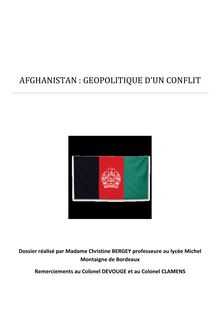 AFGHANISTAN : GEOPOLITIQUE D'UN CONFLIT