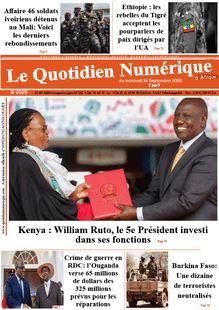 Le Quotidien Numérique d’Afrique n°2029 - du mercredi 14 septembre 2022