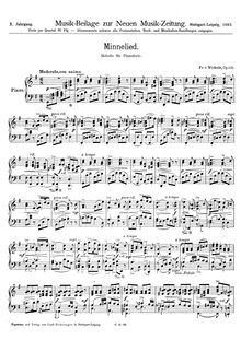 Partition complète, Minnelied, Op.136, Wickede, Friedrich von