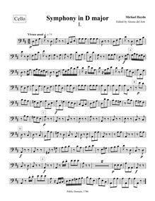 Partition violoncelles, Symphony No.32, MH 420, D major, Haydn, Michael