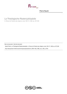La Theologische Realenzyklopädie  ; n°3 ; vol.199, pg 357-358