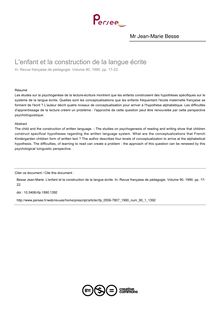 L enfant et la construction de la langue écrite - article ; n°1 ; vol.90, pg 17-22
