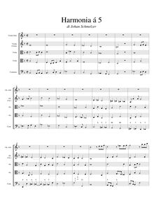Partition complète, Harmonia à 5, B♭ major, Schmelzer, Johann Heinrich par Johann Heinrich Schmelzer
