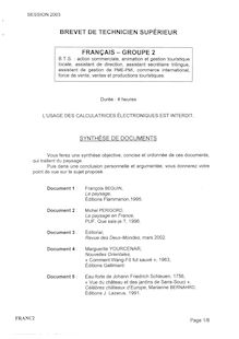 Français 2003 BTS Assistant de gestion de PME-PMI (AG)