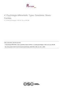 Psychologie différentielle. Types. Caractères. Sexes. Familles - compte-rendu ; n°1 ; vol.26, pg 290-298