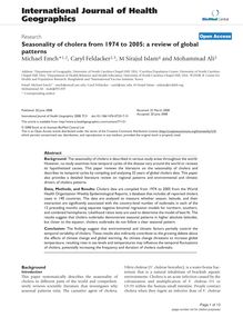 Seasonality of cholera from 1974 to 2005: a review of global patterns