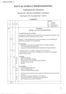 Corrige BACPRO TRANSPORTS Economie Droit 2003