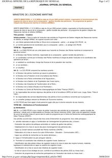 MINISTERE DE L ECONOMIE MARITIME Page 1 of 2 JOURNAL OFFICIEL DE ...