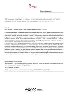 Il linguagio direttivo in alcuni programmi della scuola primaria - article ; n°1 ; vol.109, pg 317-337