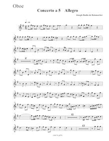 Partition hautbois, Concerto a 5 en E Minor, E minor, Boismortier, Joseph Bodin de