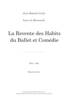 Partition haute-contre, Ballet de la revente des habits, LWV 5, Lully, Jean-Baptiste