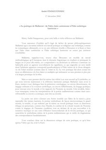André STANGUENNEC 17 décembre 2004 « La poétique de Mallarmé : de ...