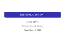 Isabelle HOL and SMT