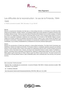 Les difficultés de la reconstruction : le cas de la Finlande, 1944-1948 - article ; n°2 ; vol.18, pg 325-347