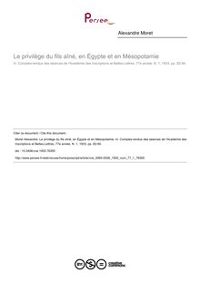 Le privilège du fils aîné, en Égypte et en Mésopotamie - article ; n°1 ; vol.77, pg 82-94