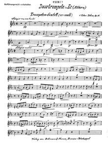 Partition Basstrompete ou Althorn (en E♭), Trompeten-Sextett, Es moll, für Cornet à pistons en B, 2 Trompeten en B, Basstrompete en Es (Althorn), Trombone (Tenorhorn) und Tuba (Bariton), Op.30